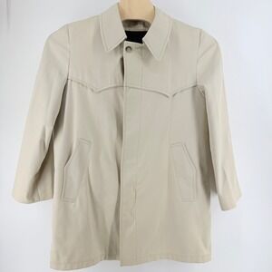 Anderson-Little Vintage Mens Tan Western Yoke Trench Coat Faux Fur Lined‎ 40 Reg